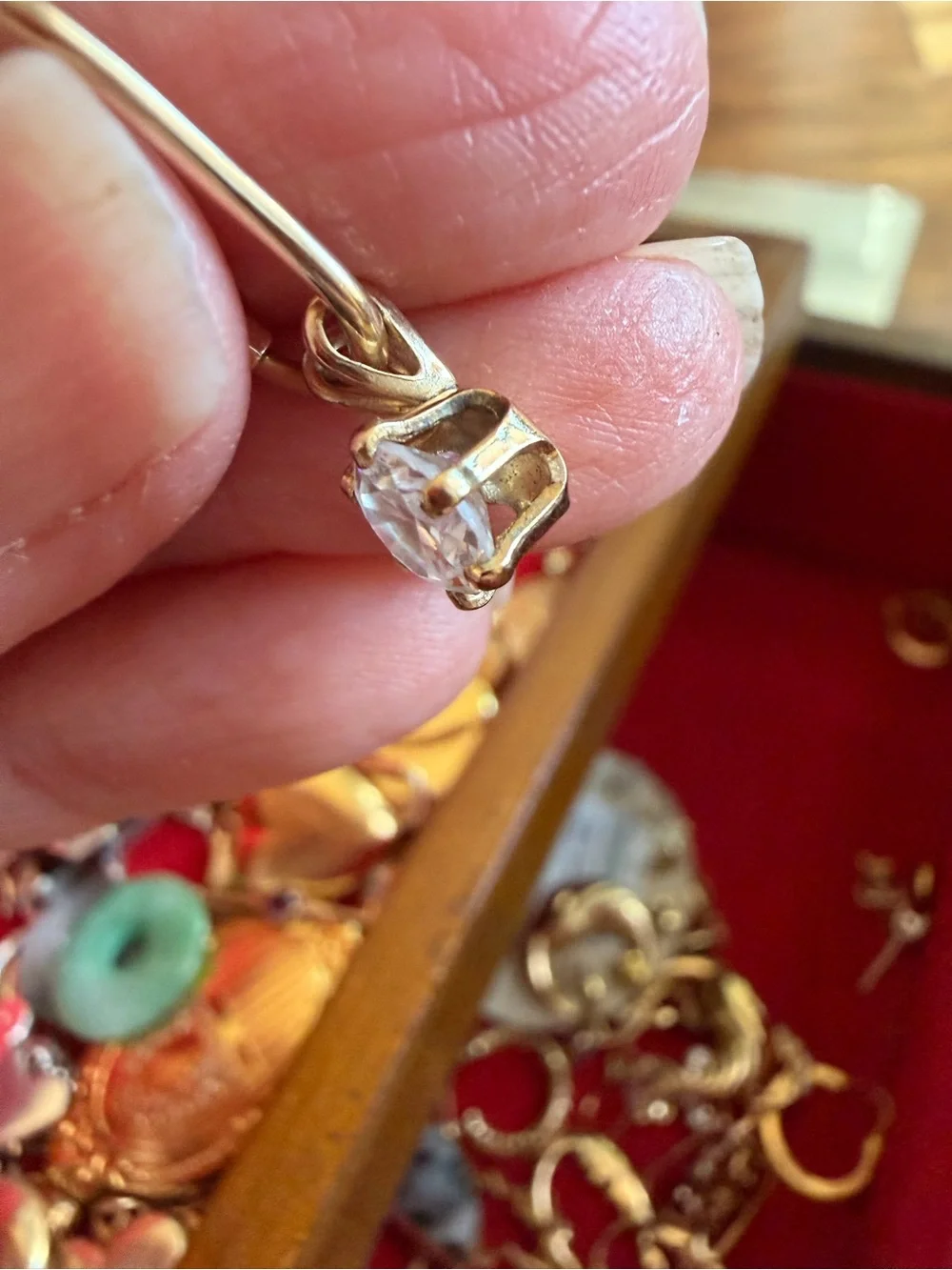 Vintage Gold-filled Diamond CZ Solitaire Pendant